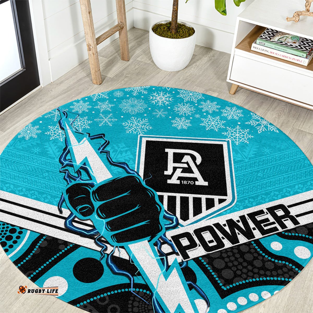 Port Adelaide Football Christmas Round Carpet Merry Xmas 2023 Mix Aboriginal Art