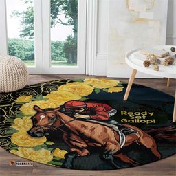 Melbourne Horse Racing Round Carpet Yellow Roses Ready Set Gallop!
