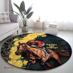 Melbourne Horse Racing Round Carpet Yellow Roses Ready Set Gallop!