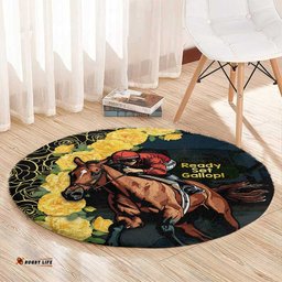 Melbourne Horse Racing Round Carpet Yellow Roses Ready Set Gallop!