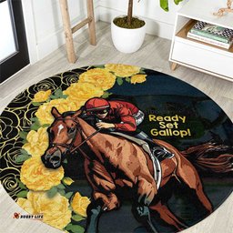 Melbourne Horse Racing Round Carpet Yellow Roses Ready Set Gallop!
