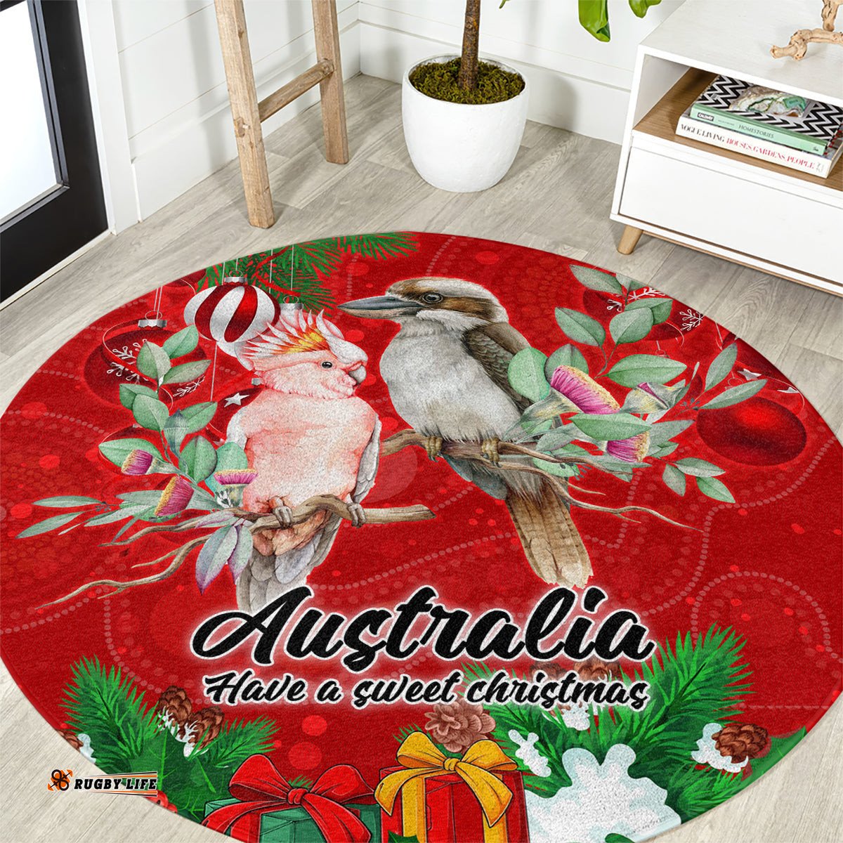Kookaburra Lover Round Carpet Australia Koalaty Merry Christmas Aboriginal