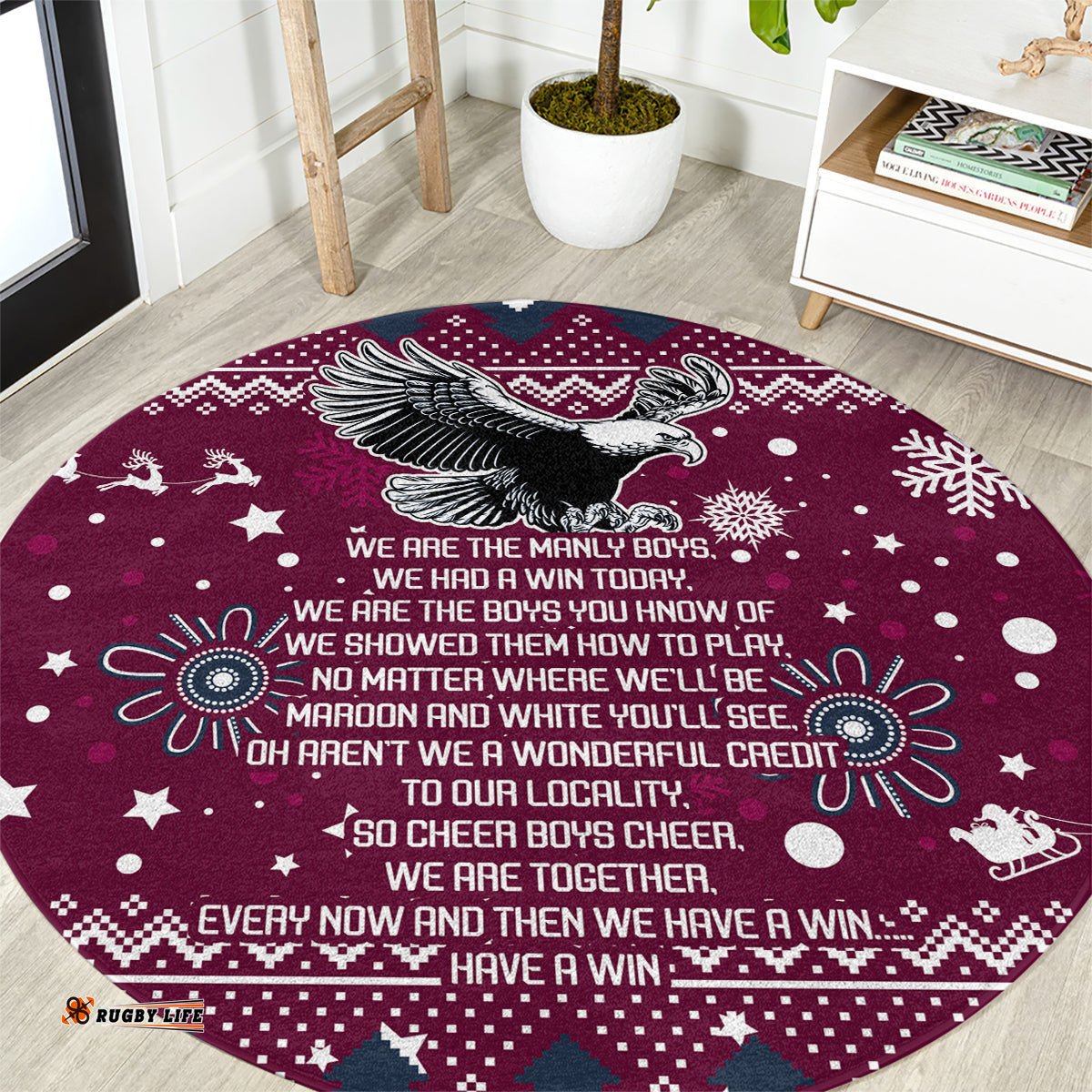 Sea Eagles Rugby Round Carpet Manly Boys Victory 2023 Christmas Vibe
