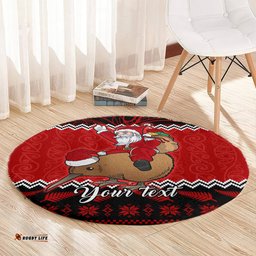 Personalised New Zealand Christmas Round Carpet Kiwi Santa Claus Maori Meri Kirihimete