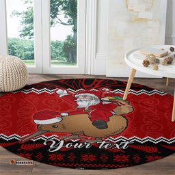 Personalised New Zealand Christmas Round Carpet Kiwi Santa Claus Maori Meri Kirihimete
