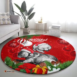 Wombat Lover Round Carpet Australia Merry Christmas Aboriginal