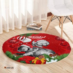 Wombat Lover Round Carpet Australia Merry Christmas Aboriginal