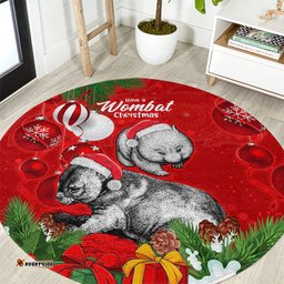 Wombat Lover Round Carpet Australia Merry Christmas Aboriginal