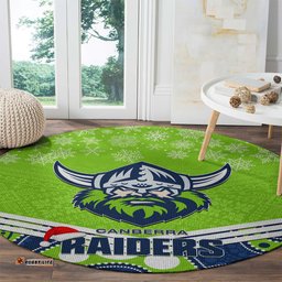 Custom Raiders Rugby Christmas Round Carpet Merry Xmas 2023 Mix Aboriginal Art