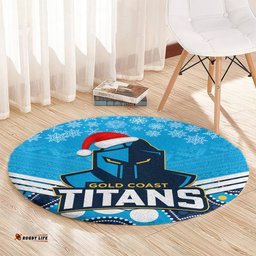 Custom Titans Rugby Christmas Round Carpet Merry Xmas 2023 Mix Aboriginal Art