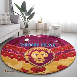 Custom Brisbane Lions Football Round Carpet ANZAC Lest We Forget