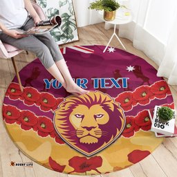 Custom Brisbane Lions Football Round Carpet ANZAC Lest We Forget