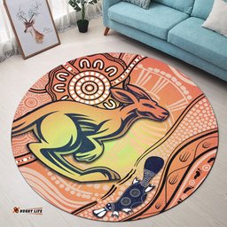 Kangaroos Indigenous Round Carpet Beautiful Life