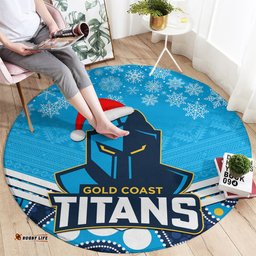 Custom Titans Rugby Christmas Round Carpet Merry Xmas 2023 Mix Aboriginal Art