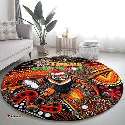 Merry Christmas Wests Tigers Round Carpet Aboriginal Santa Rugby Mascot The Tigers