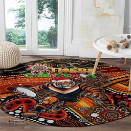 Merry Christmas Wests Tigers Round Carpet Aboriginal Santa Rugby Mascot The Tigers