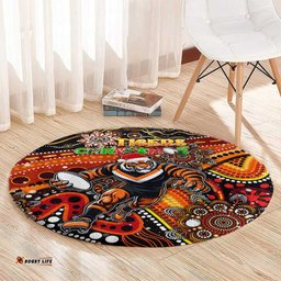 Merry Christmas Wests Tigers Round Carpet Aboriginal Santa Rugby Mascot The Tigers