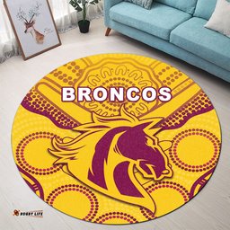 Broncos Indigenous Round Carpet Gold