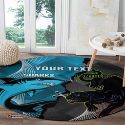 Custom NRL Panthers And Sharks Rugby 2024 Round Carpet Go Champions Dynamic Version