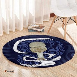 Blue New Zealand Eel Round Carpet Aotearoa Maori Tuna With Kotiate Weapon