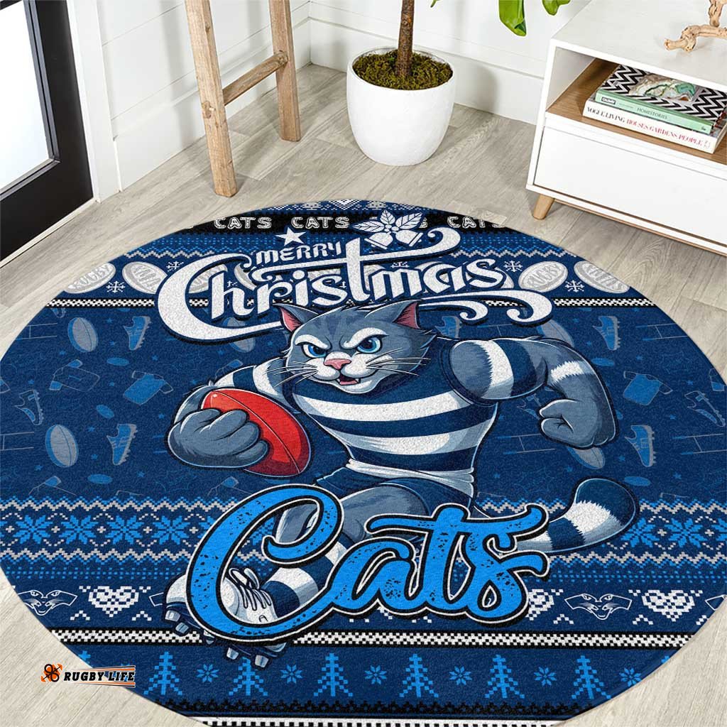 Cats Football Xmas Round Carpet Australia AFL Mascot