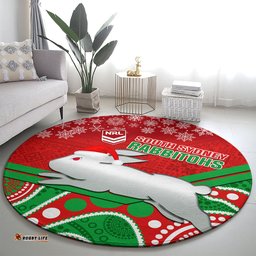 Custom Rabbitohs Rugby Christmas Round Carpet Merry Xmas 2023 Mix Aboriginal Art