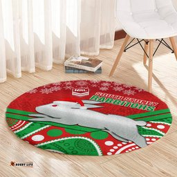 Custom Rabbitohs Rugby Christmas Round Carpet Merry Xmas 2023 Mix Aboriginal Art