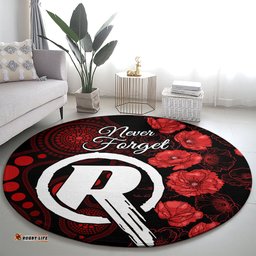 Renegades Cricket Never Forget Custom Round Carpet ANZAC Day with Poppy Aboriginal