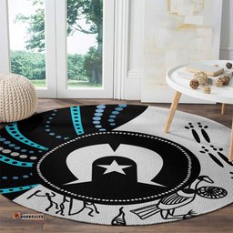 Aboriginal Pattern Torest Strait Island Round Carpet