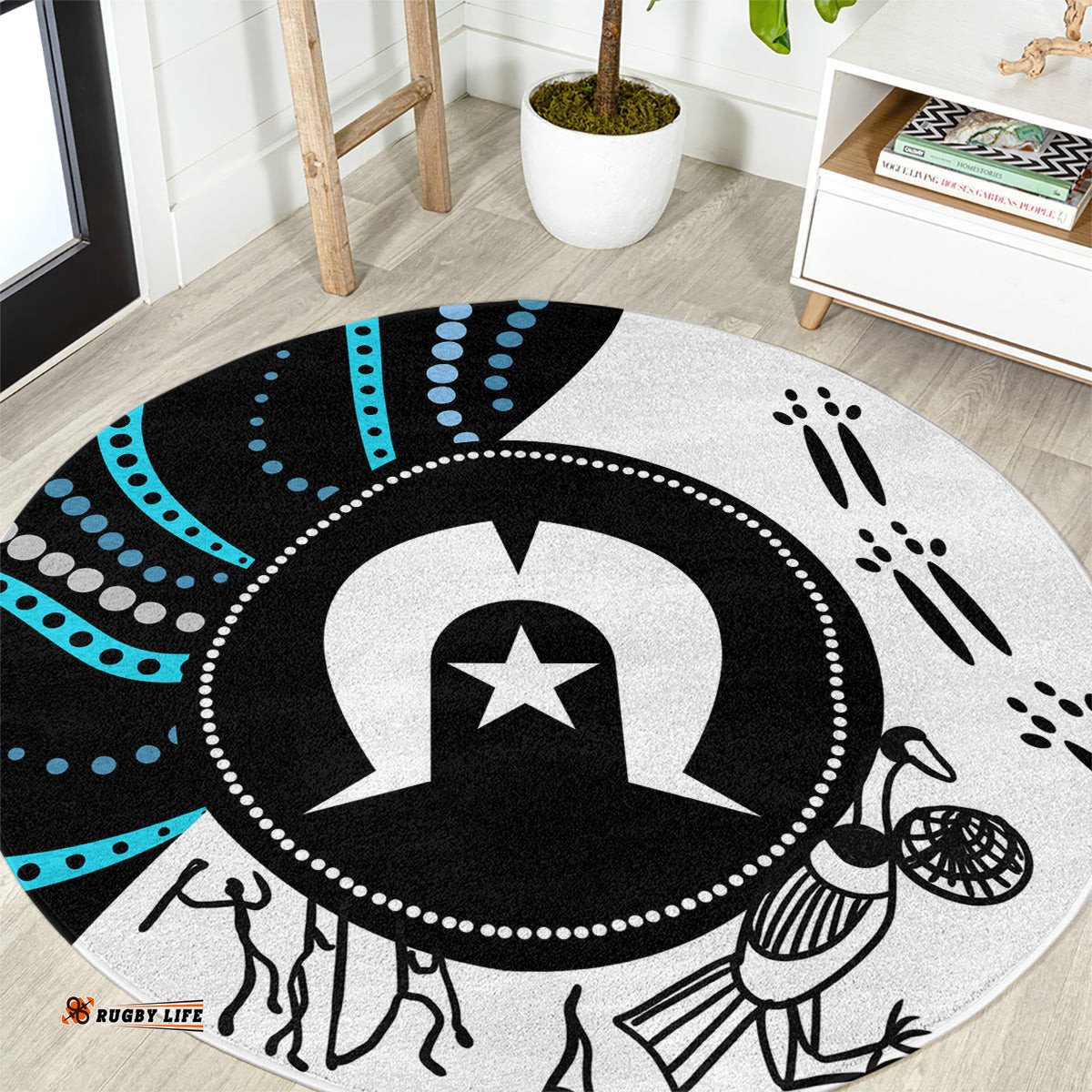Aboriginal Pattern Torest Strait Island Round Carpet