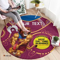 Custom AFL Brisbane Lions NAIDOC Week Round Carpet Keep The Fire Burning Indigenous Art