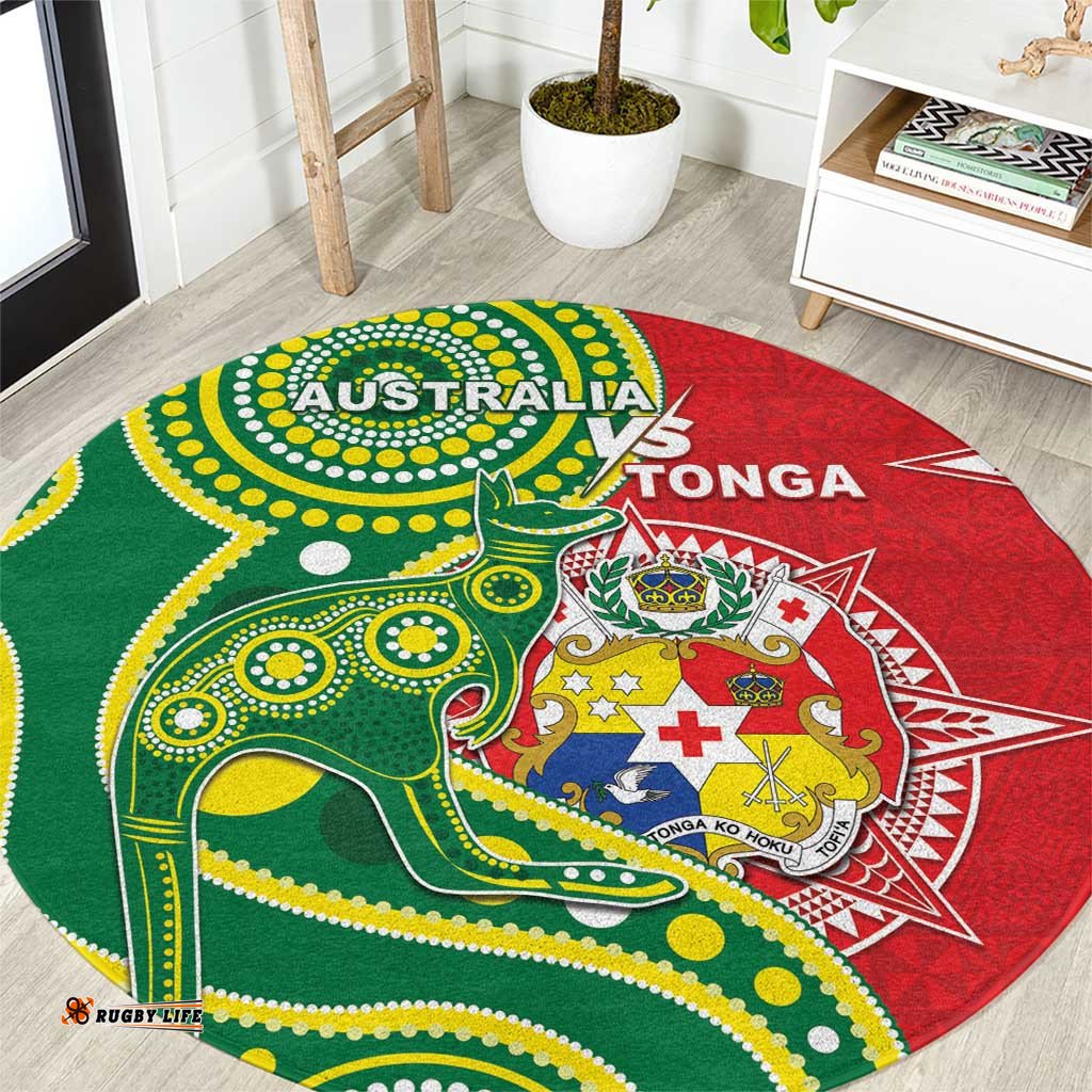 Tonga Australia Rugby Round Carpet Kangaroos And Tonga Mate Maa Together