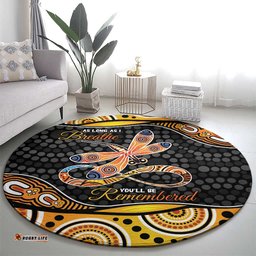 Aboriginal Dragonfly Round Carpet As Long As I Breathe You'll Be Remembered