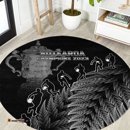 Custom New Zealand Silver Fern Rugby Round Carpet All Black Go Champions 2023 With Trophy Proud