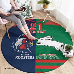 Custom Roosters Rabbitohs Round Carpet NRL Tribal Half Style