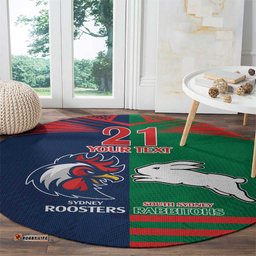 Custom Roosters Rabbitohs Round Carpet NRL Tribal Half Style