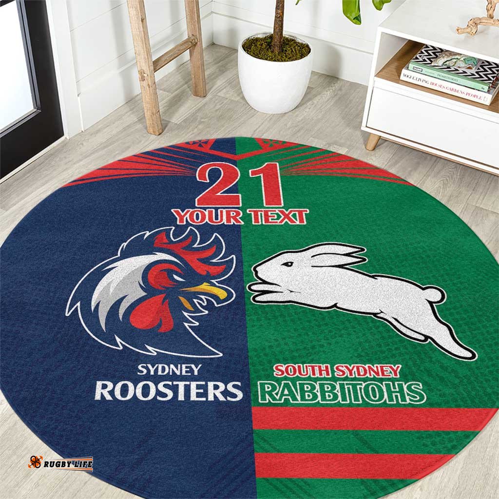Custom Roosters Rabbitohs Round Carpet NRL Tribal Half Style