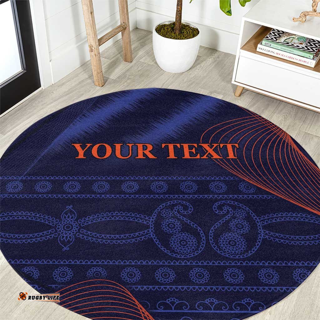 Custom India Cricket Round Carpet Go Men In Blue Sporty Version