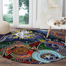 Custom NAIDOC Week 2024 Carlton Blues Round Carpet Australia Aboriginal Dot Painting DT02