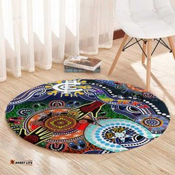 Custom NAIDOC Week 2024 Carlton Blues Round Carpet Australia Aboriginal Dot Painting DT02