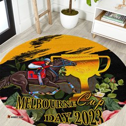 Personalised Australia Melbourne Cup Day Round Carpet 2023 Horse Racing Trophy With Roses