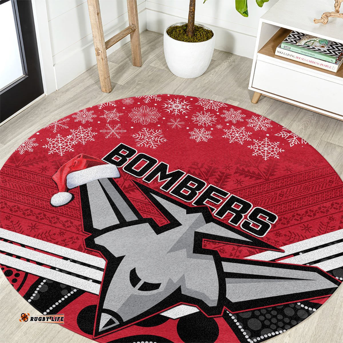 Essendon Football Christmas Round Carpet Merry Xmas 2023 Mix Aboriginal Art