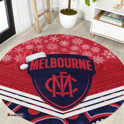 Custom Melbourne Football Christmas Round Carpet Merry Xmas 2023 Mix Aboriginal Art