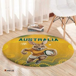 Australia Rugby 2024 Round Carpet Go Wallabies Aboriginal Pattern