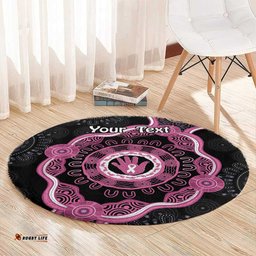 Personalised Australia Breast Cancer Round Carpet Brave Strong Aboriginal Art