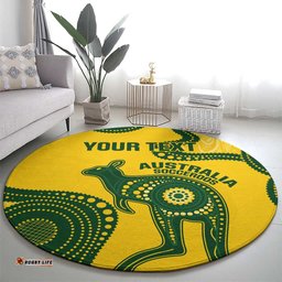 Custom Australia Soccer Round Carpet Go Socceroos Kangaroo With Indigenous Art