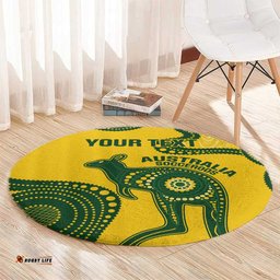 Custom Australia Soccer Round Carpet Go Socceroos Kangaroo With Indigenous Art