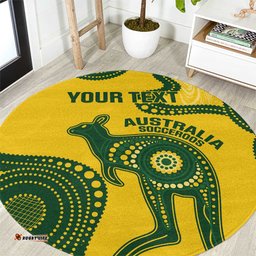 Custom Australia Soccer Round Carpet Go Socceroos Kangaroo With Indigenous Art