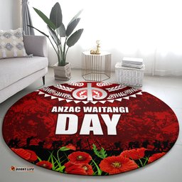 New Zealand ANZAC Waitangi Day Round Carpet Hei Tiki and Soldier LT03