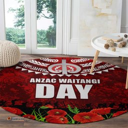 New Zealand ANZAC Waitangi Day Round Carpet Hei Tiki and Soldier LT03